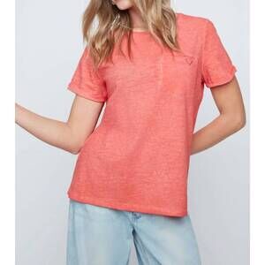 NEW RENUAR embroidered heart basic tee in scarlet